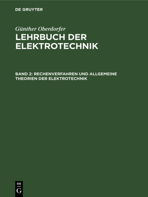 cover image of Rechenverfahren und allgemeine Theorien der Elektrotechnik